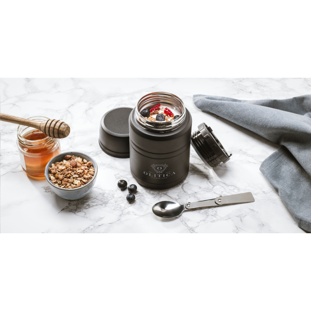 Insulated Stainless-Steel Food Container with Collapsible Spoon - Osmington Mills