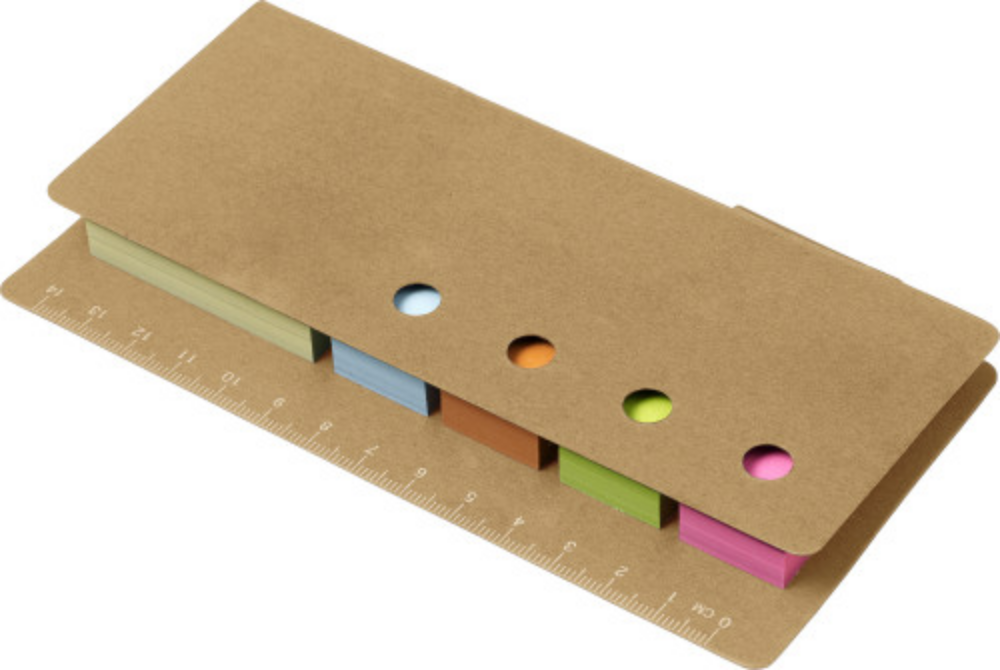 Cardboard Sticky Notes Holder with Ruler and Pen - Huntly