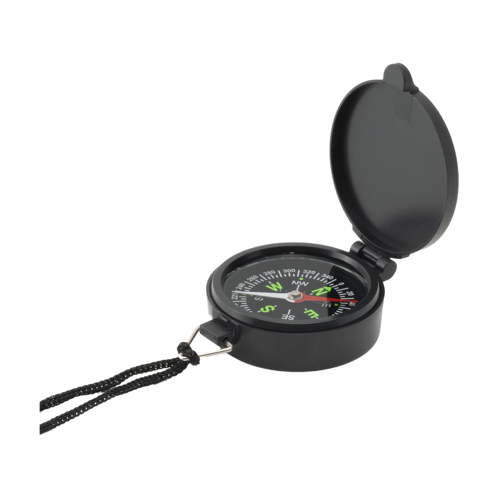 A compass that is easily carried due to its lightweight design, which also includes a neck cord for convenient carrying. - Glastonbury