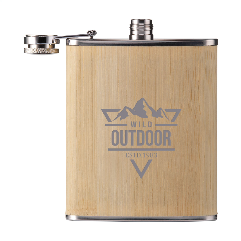 Stainless-Steel Bamboo Hip Flask - Little Snoring - Hinckley
