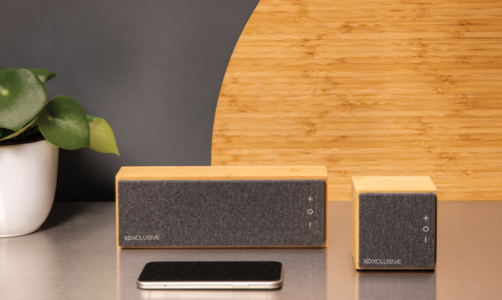 Luxuriöser 5W Bluetooth-Lautsprecher mit Bambus- und Stoffdesign - Bad Ischl