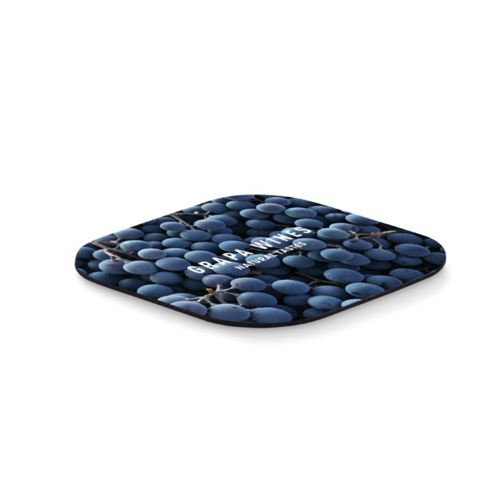 A coaster made of sublimation polyester with a black rubber base - Bebington