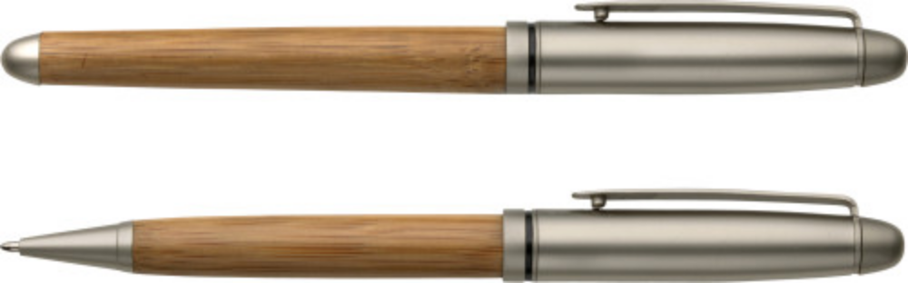 Parure de stylo bille et roller en bambou