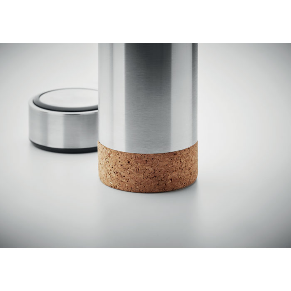 Woodbridge stainless steel vacuum flask with tea infuser and cork base - Churchdown