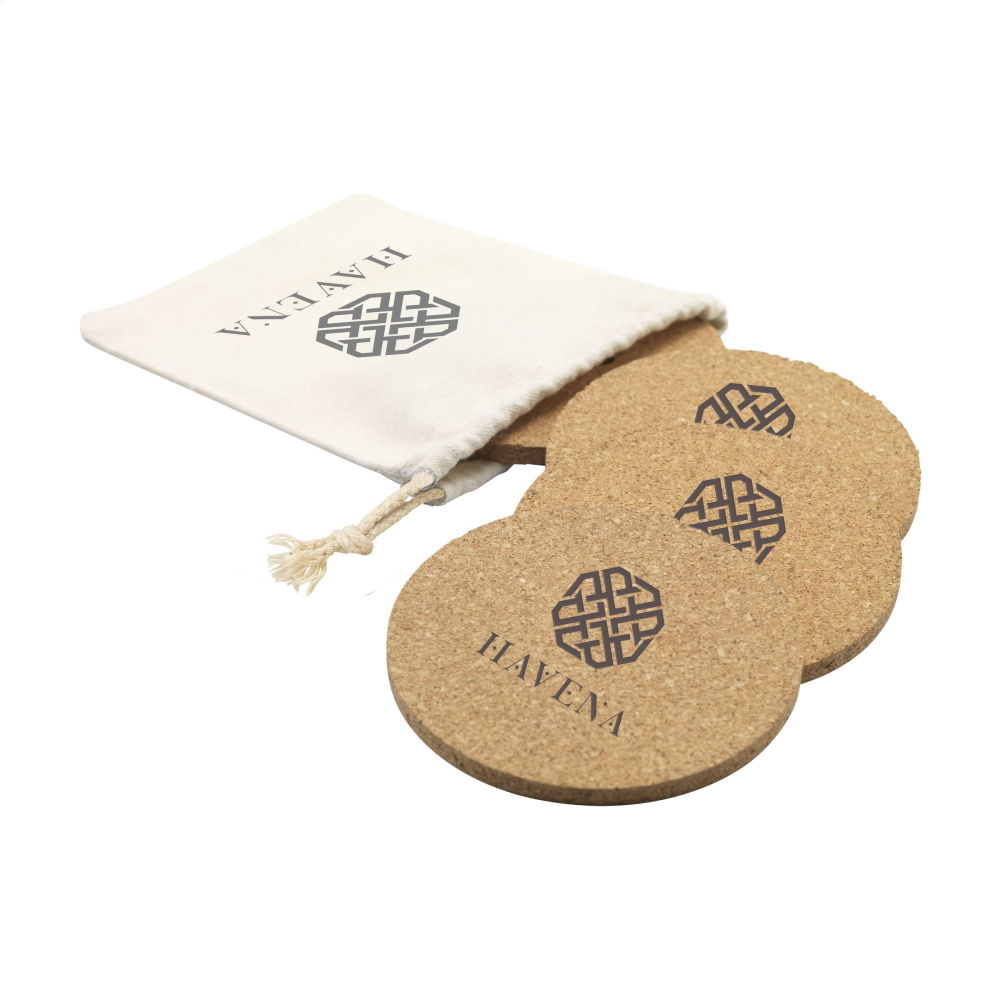 Cork Coasters Set with Cotton Pouch - Pelsall