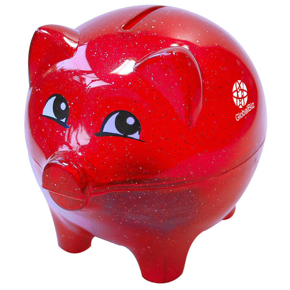 Printed Plastic Piggy Bank with Matching Key - East Meon