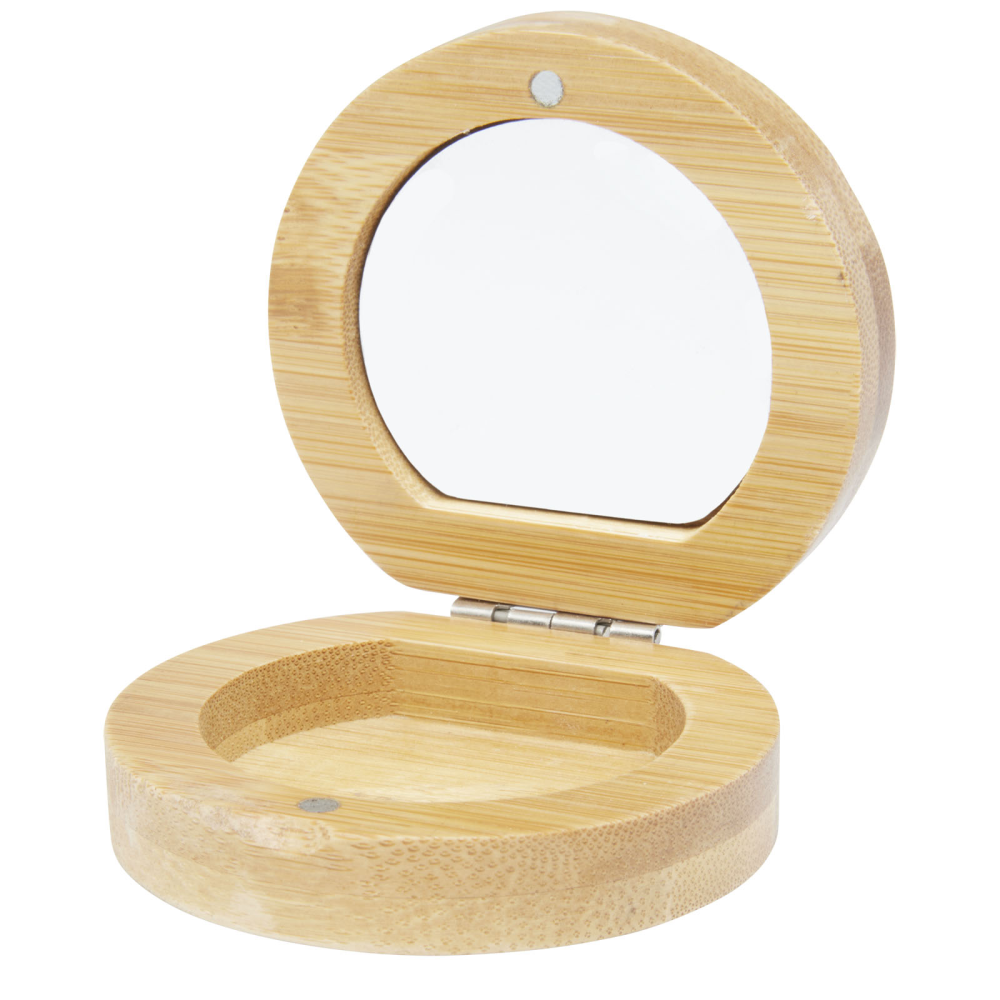 Compact Bamboo Travel Mirror with Accessory Compartment - Millington