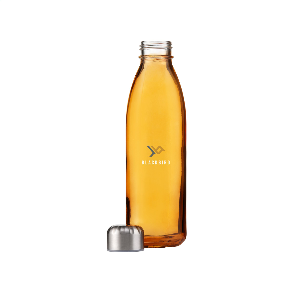Botella de agua de vidrio de soda-cal de lujo con tapa de acero inoxidable - Pedmore