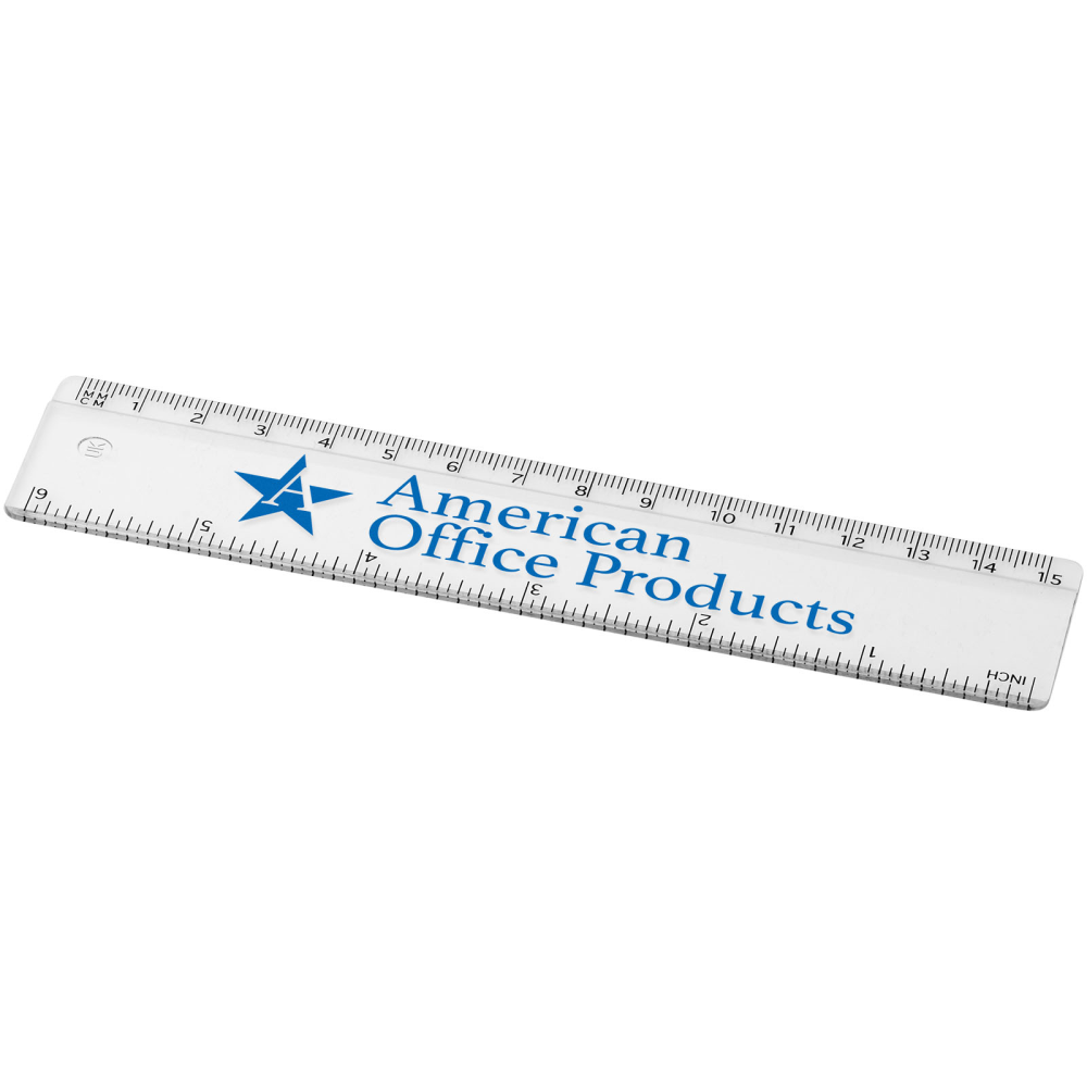 A plastic ruler that can measure in two different units - Aberchirder