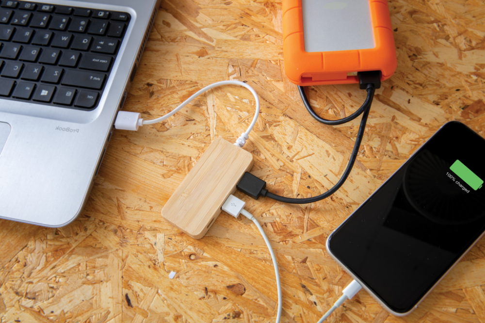 This is a Bamboo USB 2.0 hub available in Little Rissington. - Herne Hill