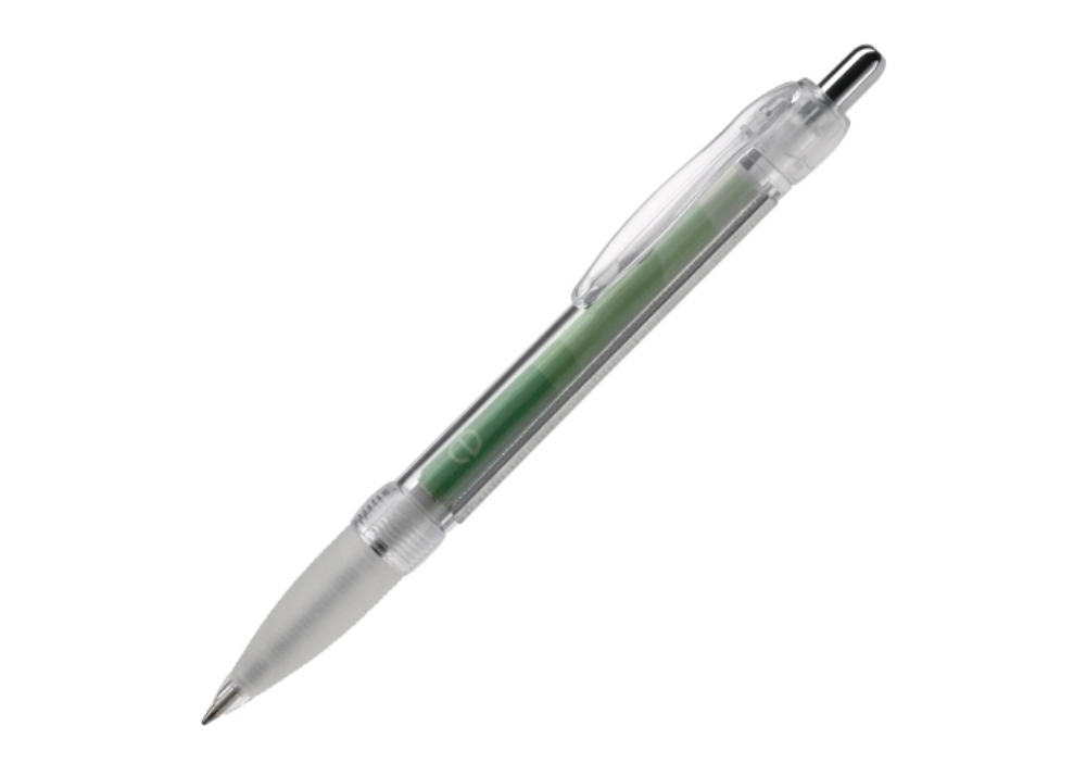 Transparenter Kugelschreiber mit Gummigriff - Tengen 