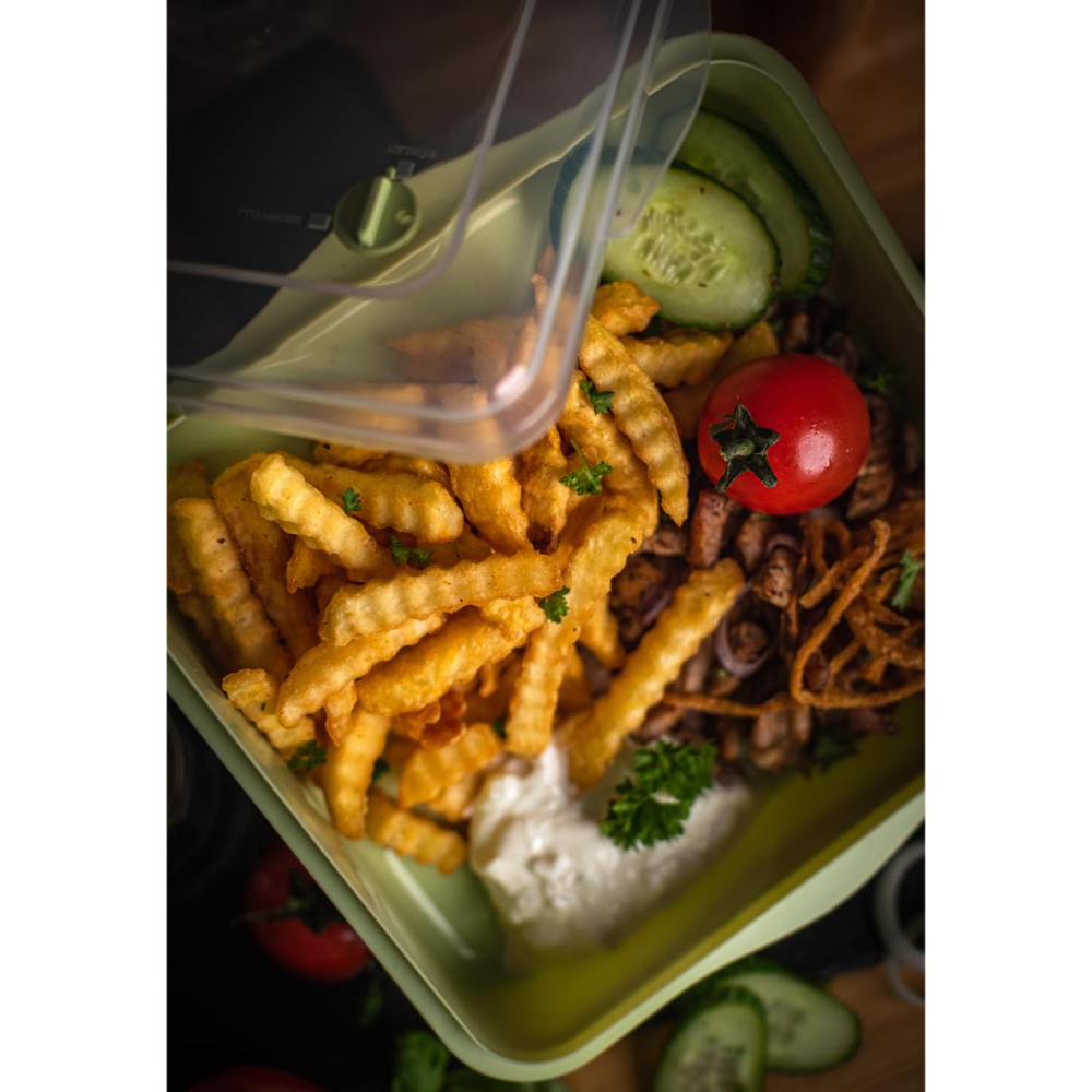 A take-out container with a removable cover that is safe for microwave use - Ashby-de-la-Zouch