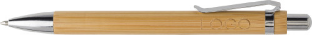 Penna a sfera in bambù con clip in metallo - Acqualagna