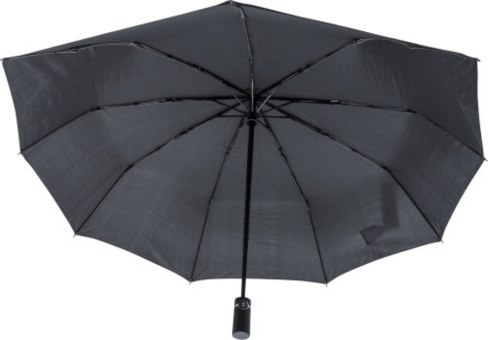 An automatic umbrella made from Pongee (190T) consisting of nine panels. The umbrella's back is extended to ensure that your backpack remains dry. It is built with a metal and fibreglass frame for increased durability, and includes a plastic handle for ease of transportation. The umbrella is also stormproof, providing reliable safety in severe weather conditions - Ripple. - Alvechurch