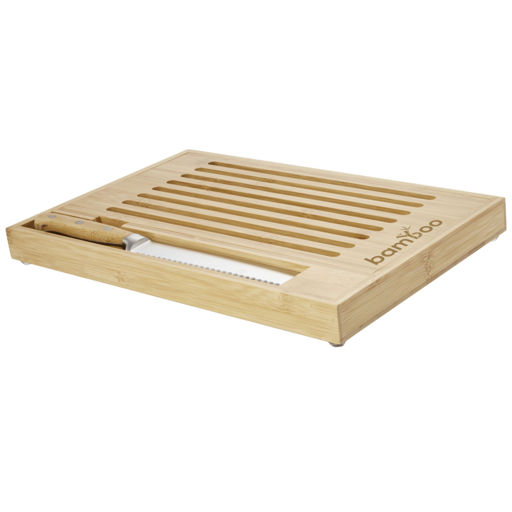 Sustainable Bamboo Cutting Board with Bread Knife - Barry