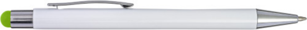 Kugelschreiber aus Aluminium und ABS mit Gummispitze für kapazitive Bildschirme. Wenn der Stift gelasert wird, erscheint der Aufdruck in Farbe. Blaue Tinte - Guglitz