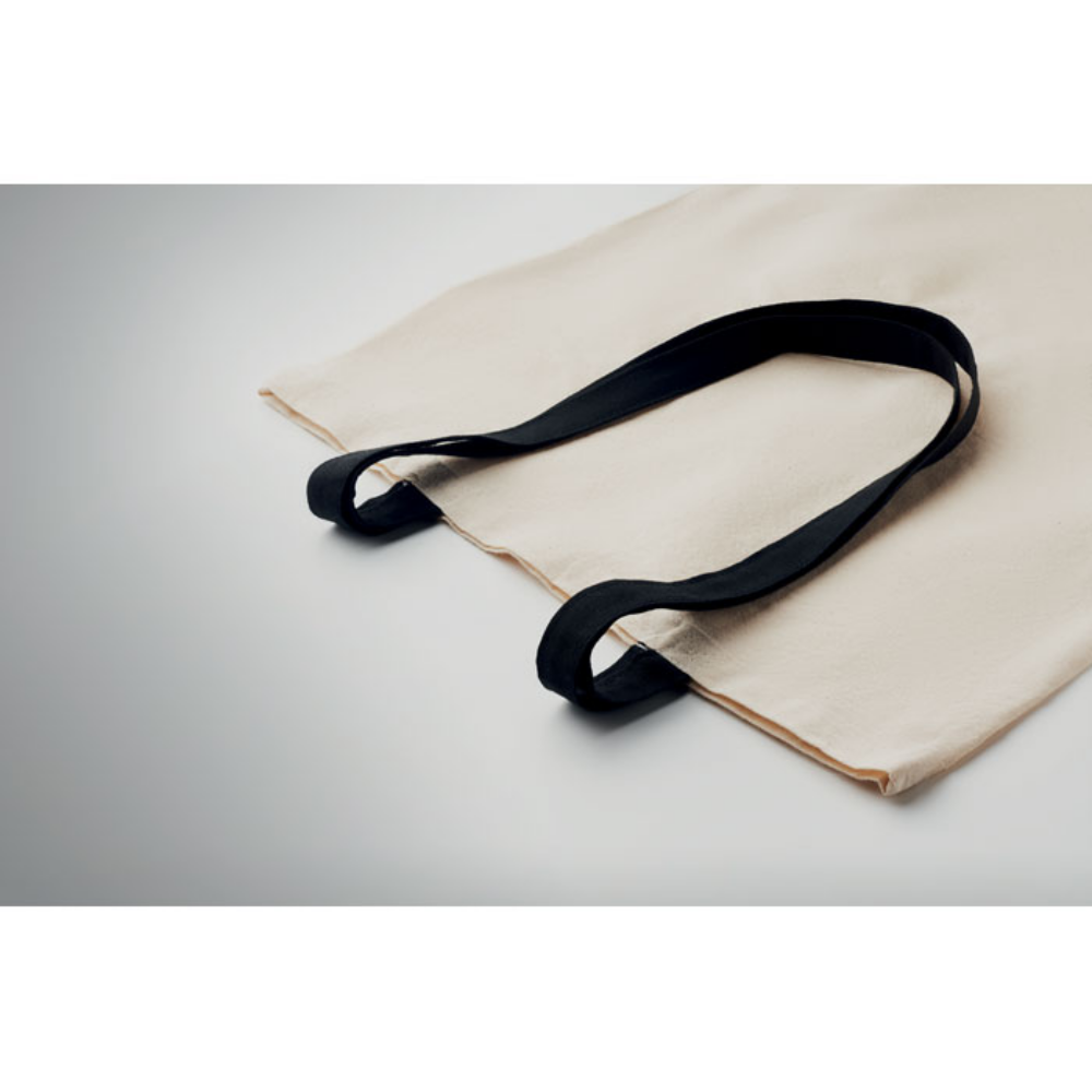 A cotton shopping bag with colorful long handles, weighing 140 grams per square meter - Everton - Almer