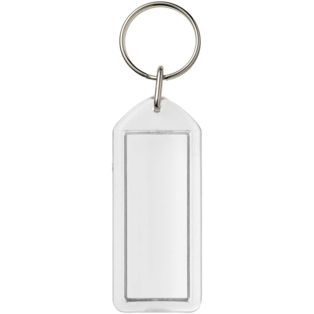 A transparent rectangular keychain with a metal split keyring from Hartington - Banwell