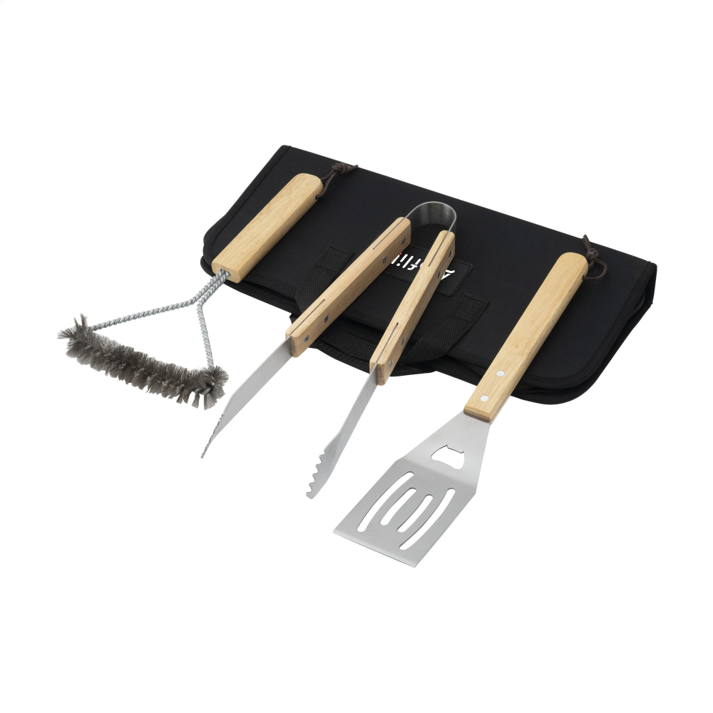 3-Piece Barbecue Tool Set in Nylon Pouch - Elham