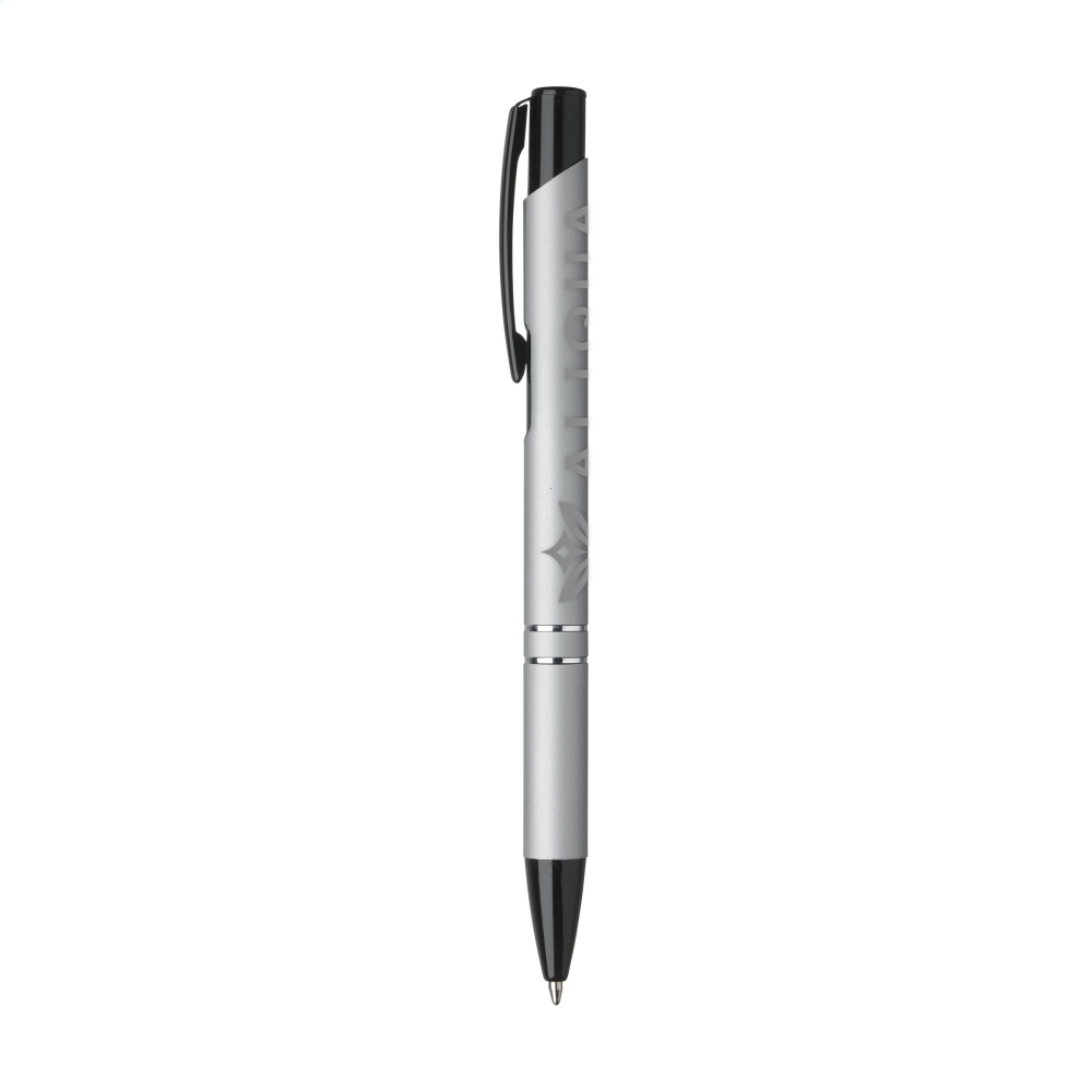 Bell Busk Ballpoint Pen with Rubberized Barrel and Blue Ink - Carmarthen