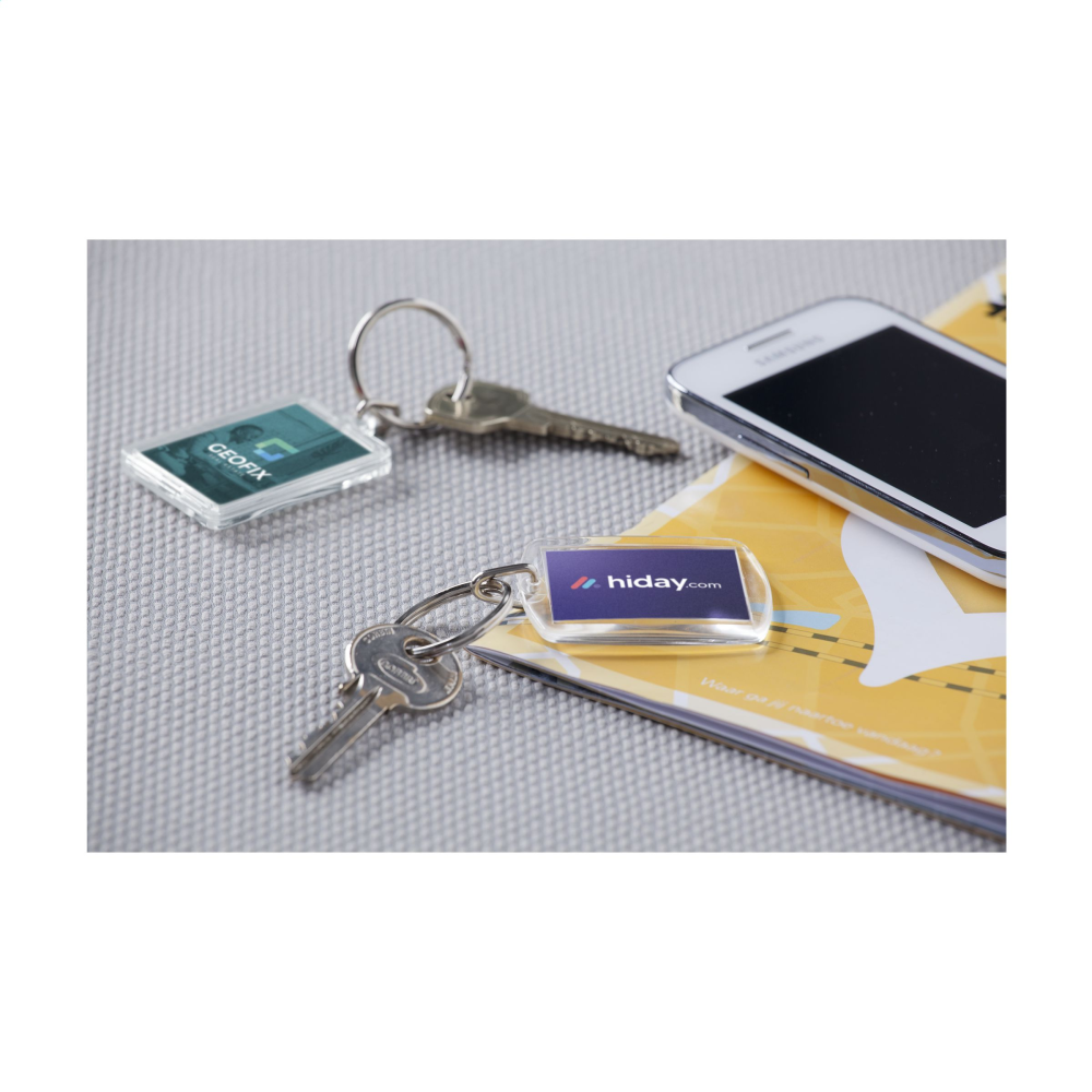Porte-clés en acrylique avec incrustation de papier - Saint-Médard-la-Rochette