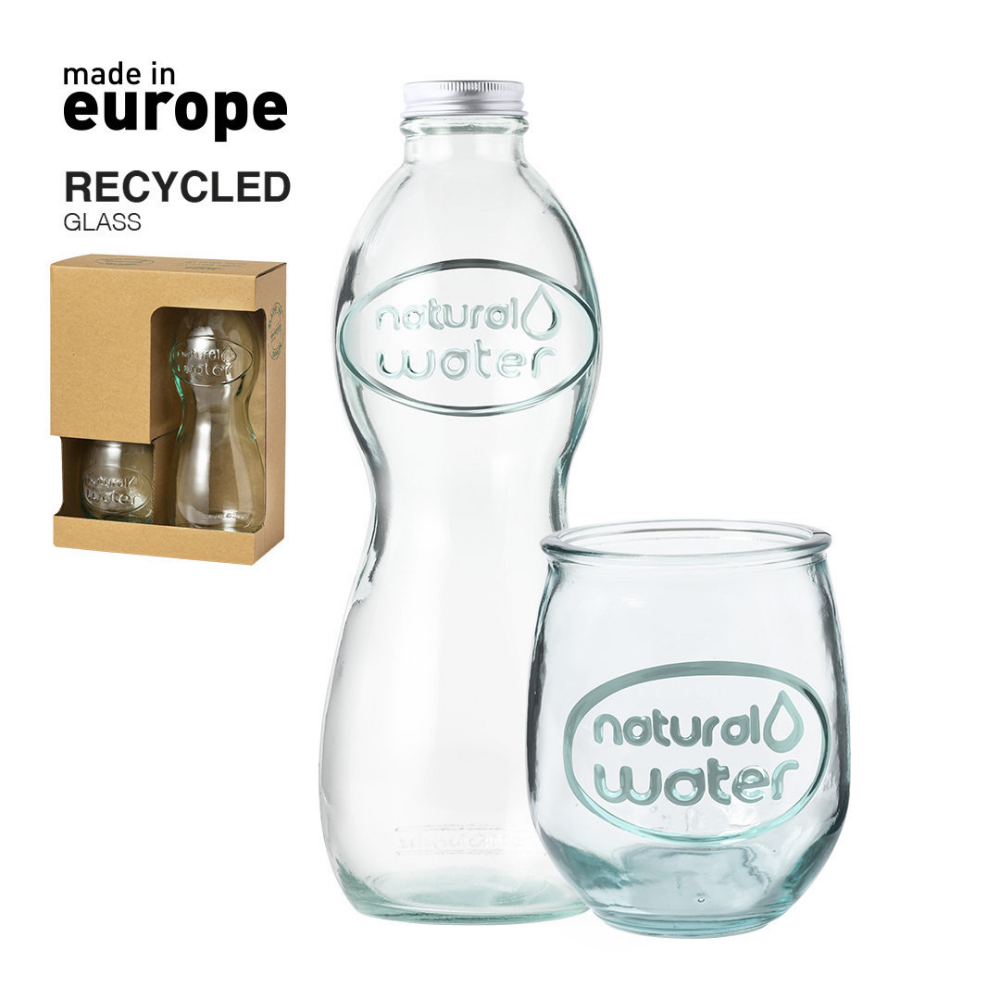 Set bouteille & verre recyclé personnalisé - Jim