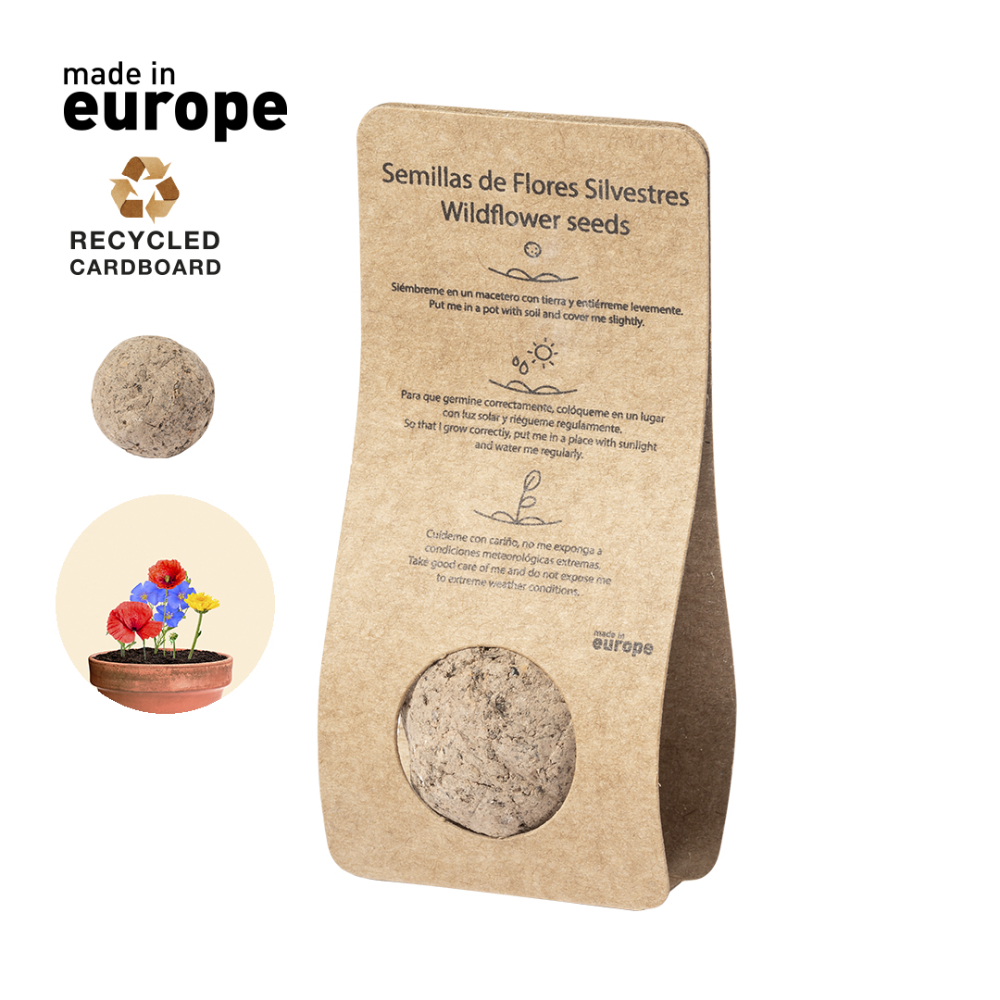 Carton recyclé personnalisé avec boule de graine  - Kasvi - Zaprinta Belgique