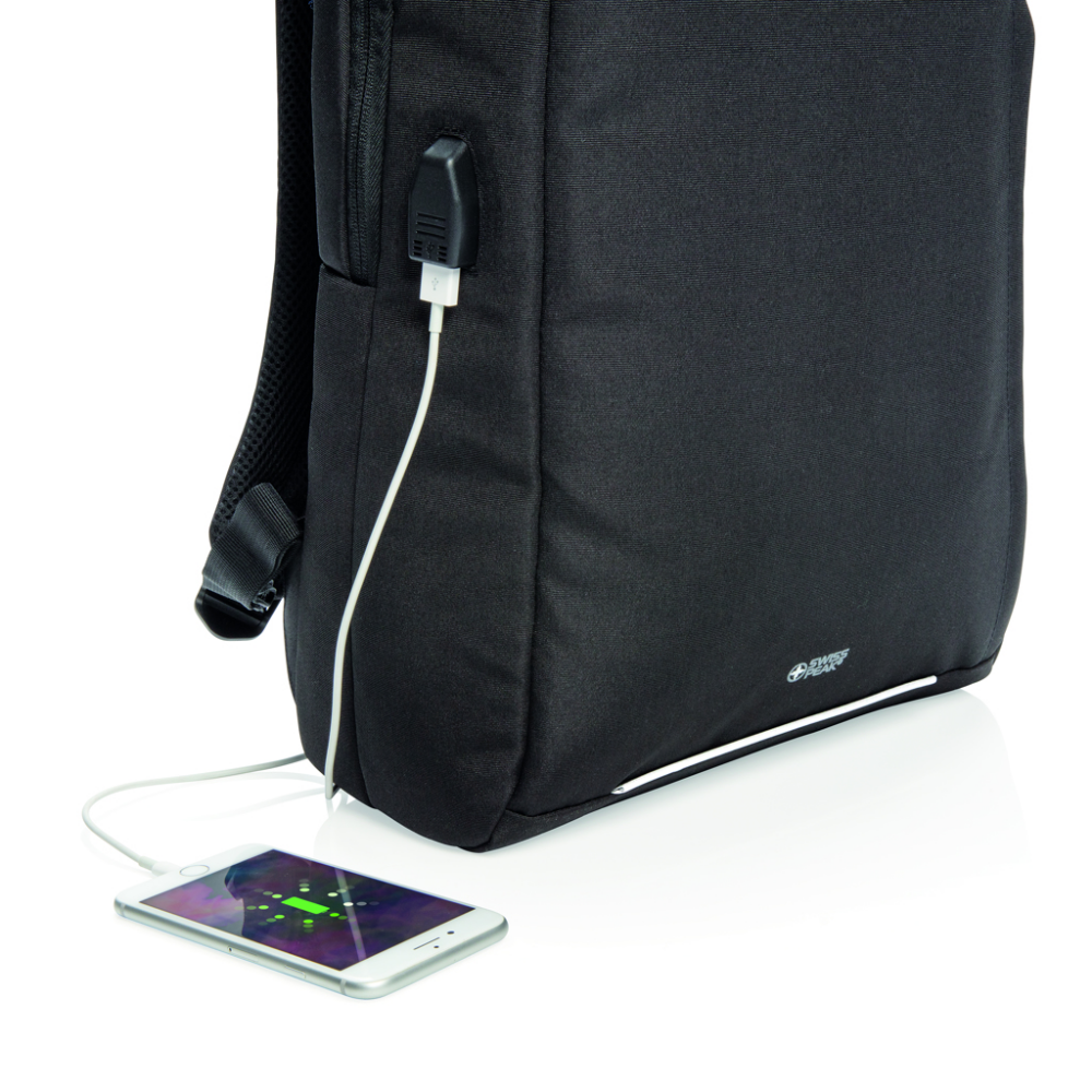 Carry-On Laptop Backpack with USB Output and RFID Protection - Aston-on-Clun