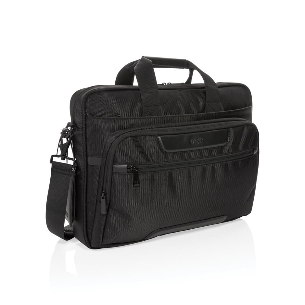 Stylish 1680D RPET Polyester Laptop Bag with USB Output and RFID Pockets - Llanrwst