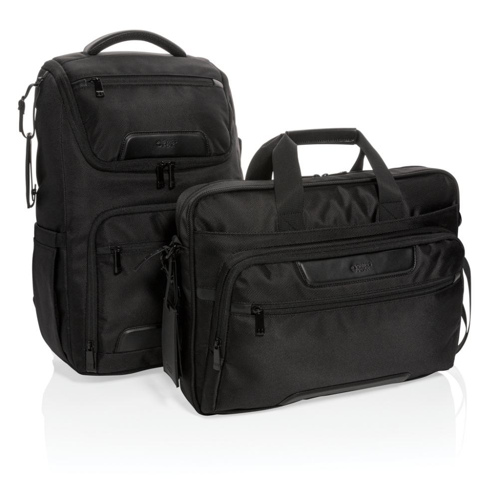 Stylish 1680D RPET Polyester Laptop Bag with USB Output and RFID Pockets - Llanrwst