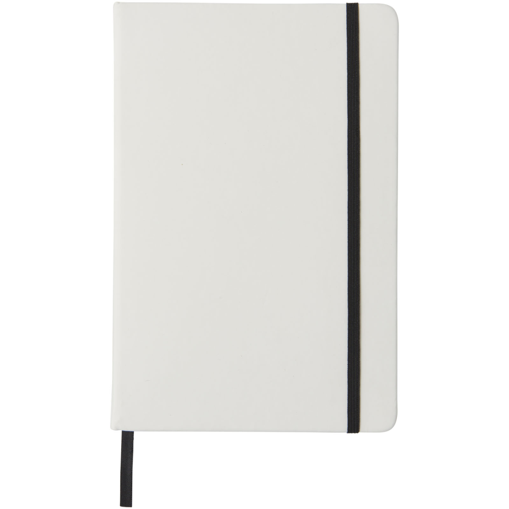 Cuaderno blanco A5 con cierre elástico y cinta - La Pobla de Claramunt