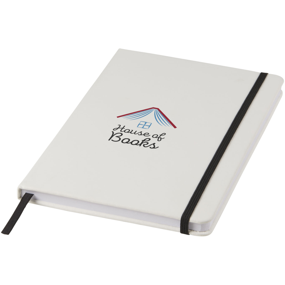 White A5 Elastic Closure Notebook with Ribbon - Irby