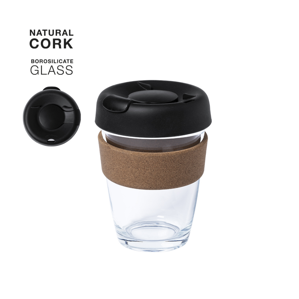 Reusable Borosilicate Glass Cup with Natural Cork Band - Longford