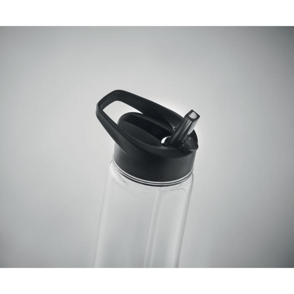 A drinking bottle with a flip-top lid and a straw made from RPET and PP material - Barham Woods
