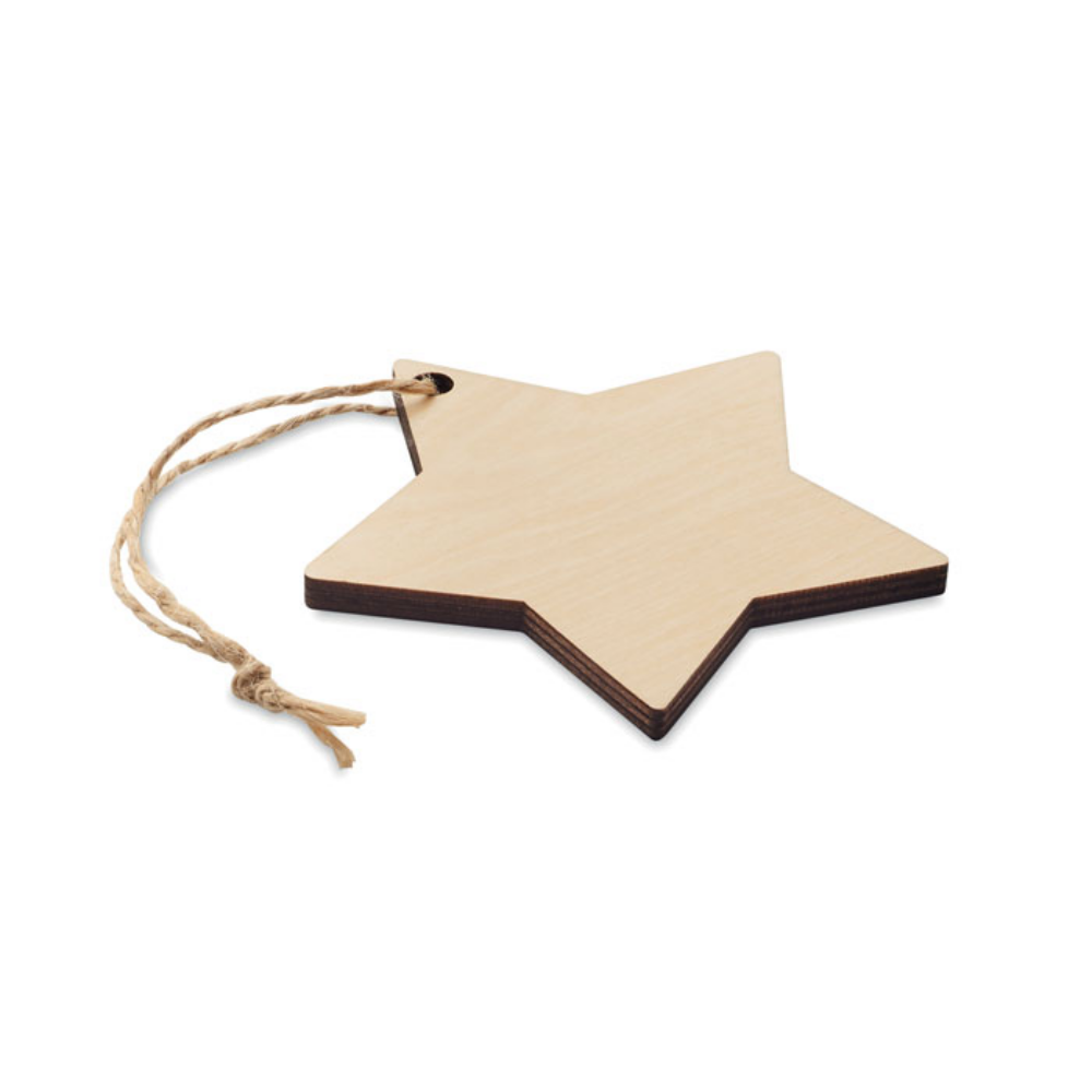 Adorno de Navidad de madera contrachapada en forma de estrella con cuerda de yute para sublimación - Tibi