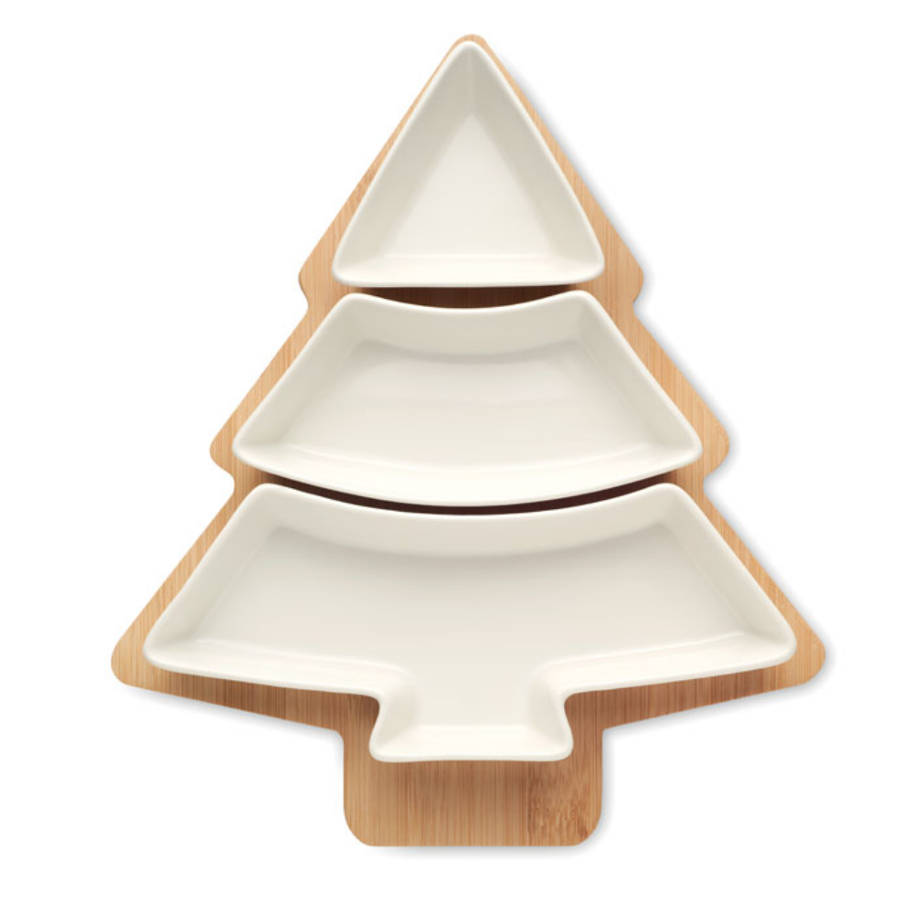 Bamboo Serving Platter with Ceramic Dishes - Little Snoring - Drayton Bassett