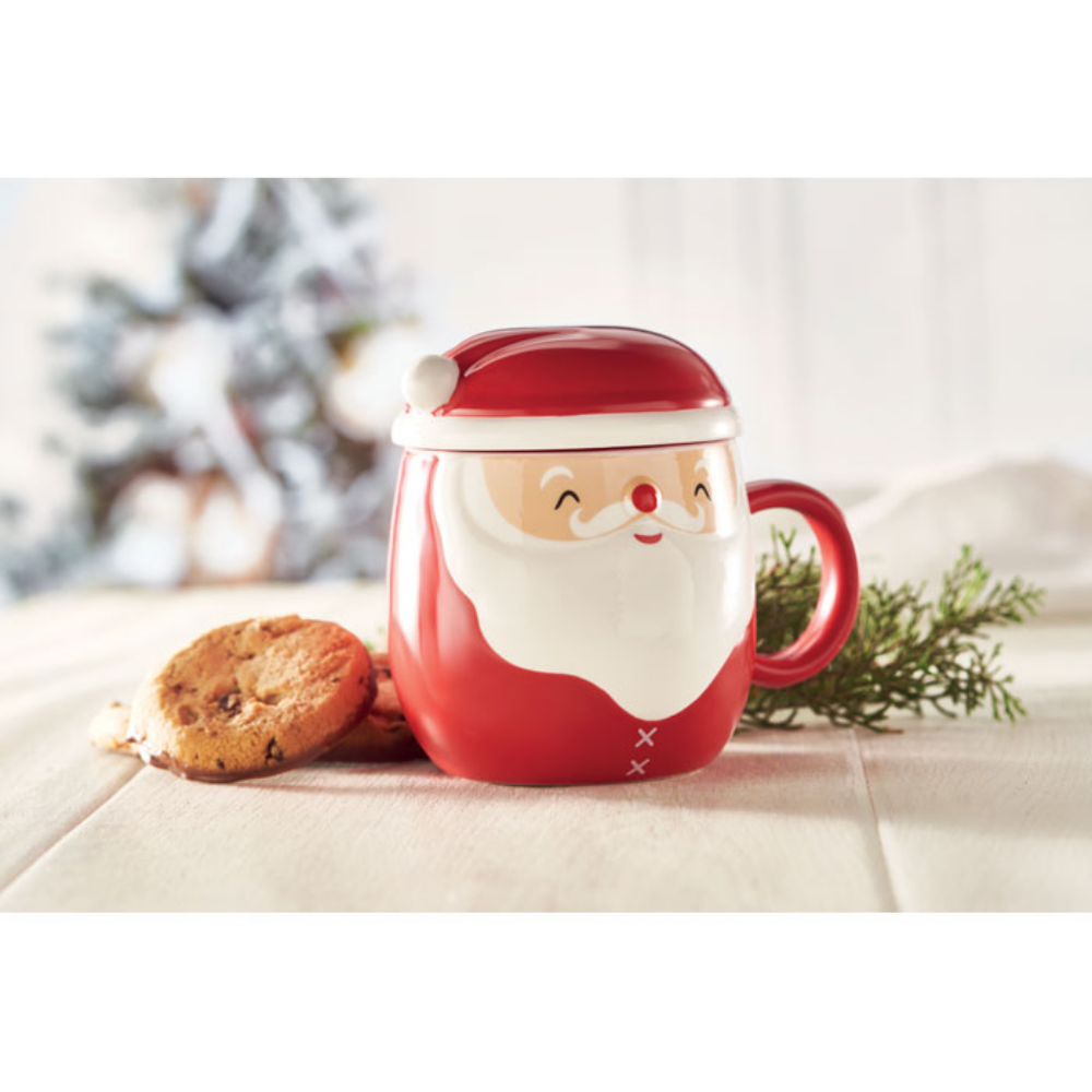 Tazza di ceramica decorata con Babbo Natale con coperchio - Castelnuovo Bozzente