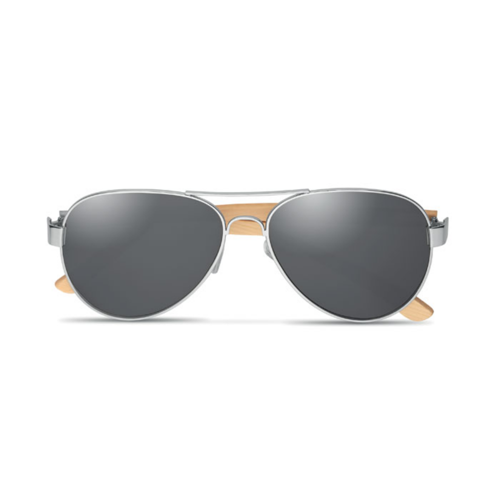 Sunglasses with Mirrored Lenses and Bamboo Arms - Heston