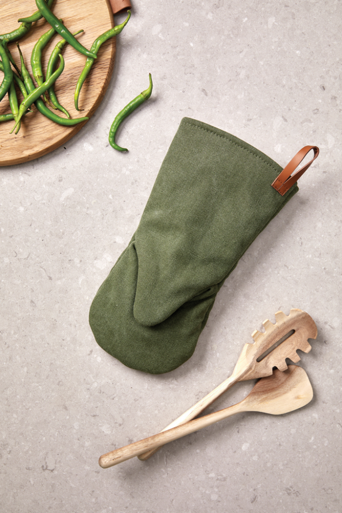 Cotton Canvas Oven Glove with Leather Loop - Higham Ferrers