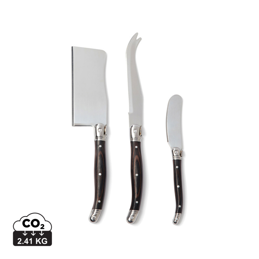 Set di coltelli per formaggio in acciaio inossidabile con manico in legno Pakka - Arluno