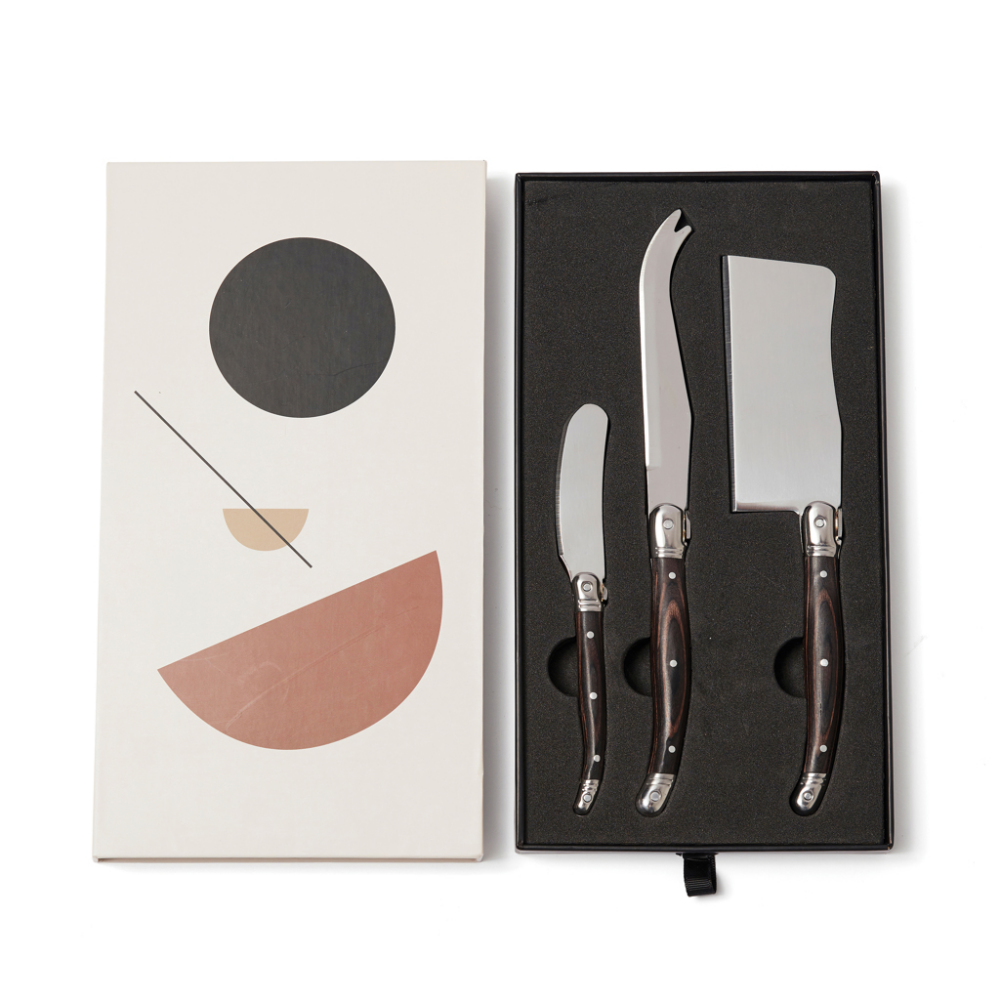 Set di coltelli per formaggio in acciaio inossidabile con manico in legno Pakka - Arluno