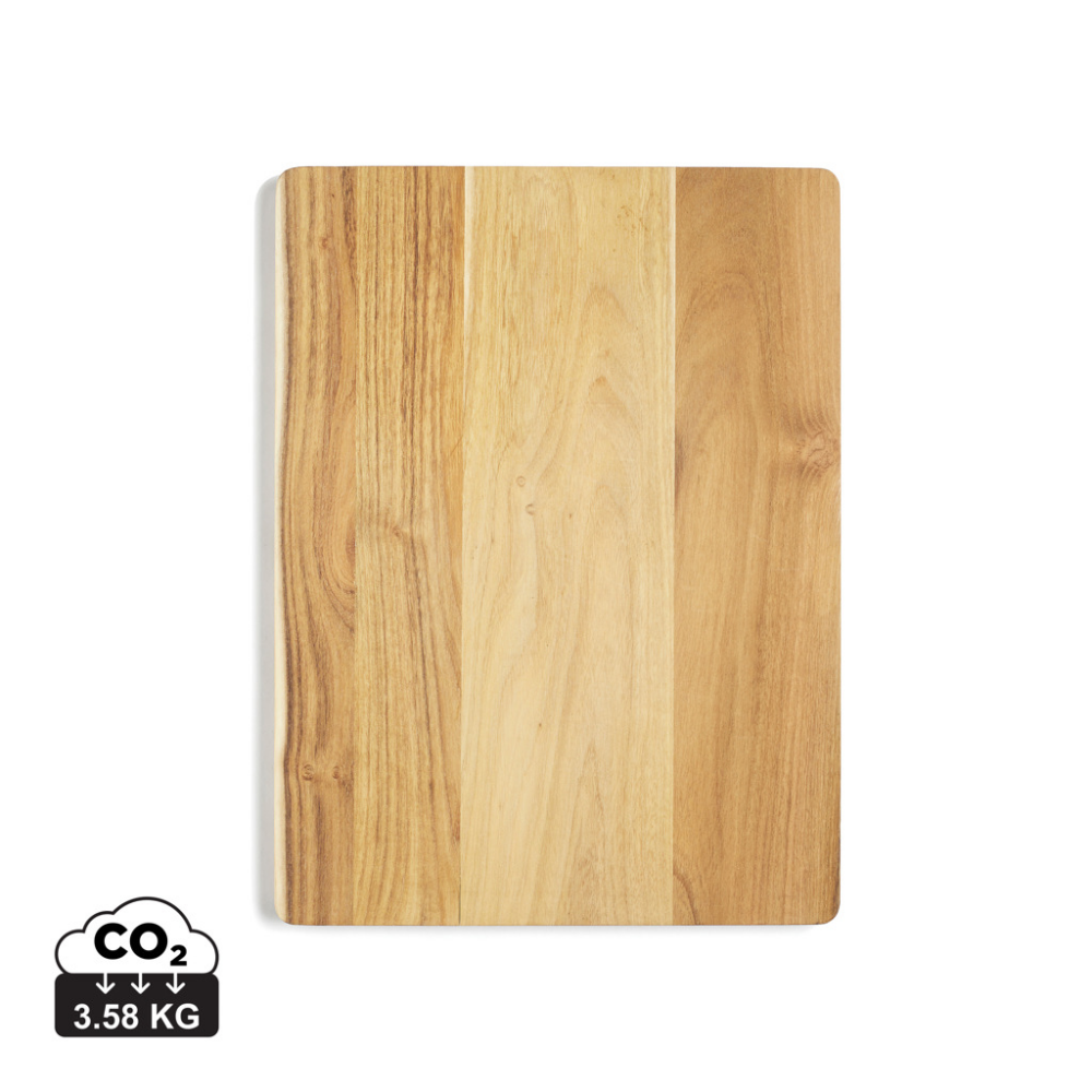 A cutting and serving board made from FSC-certified teak wood, complete with a holder for your tablet. - Fort William