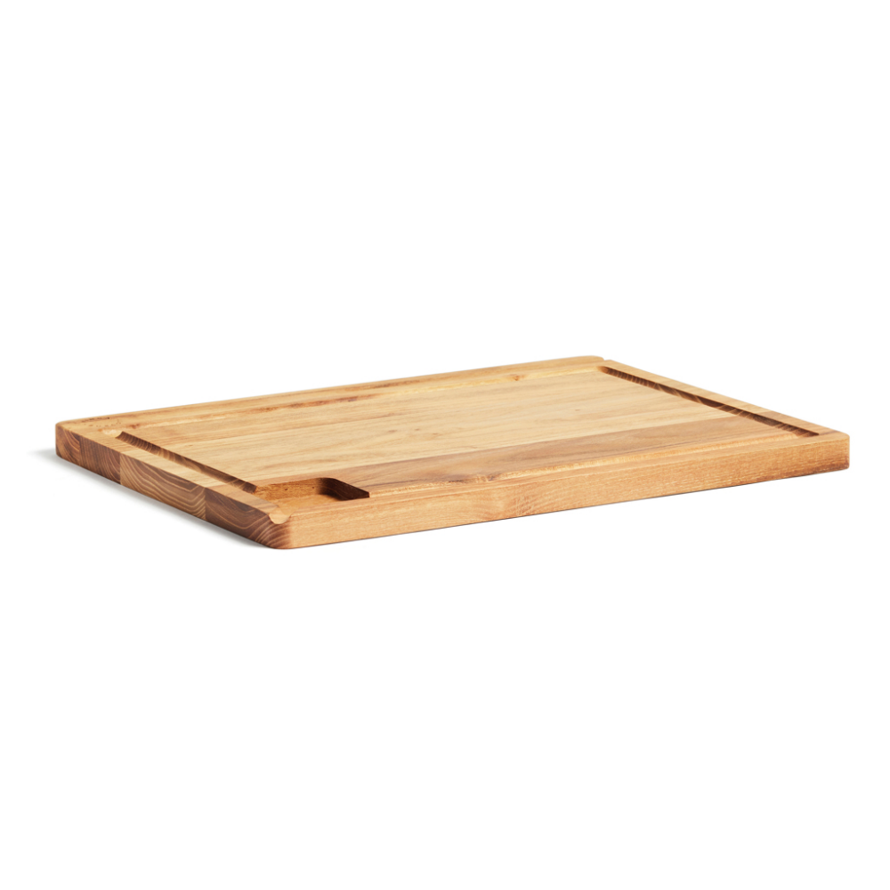 A cutting and serving board made from FSC-certified teak wood, complete with a holder for your tablet. - Fort William