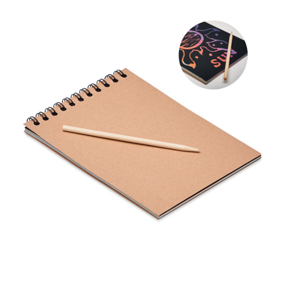 Ring Kraft Scratch Paper Notebook with Wooden Pen - Penryn