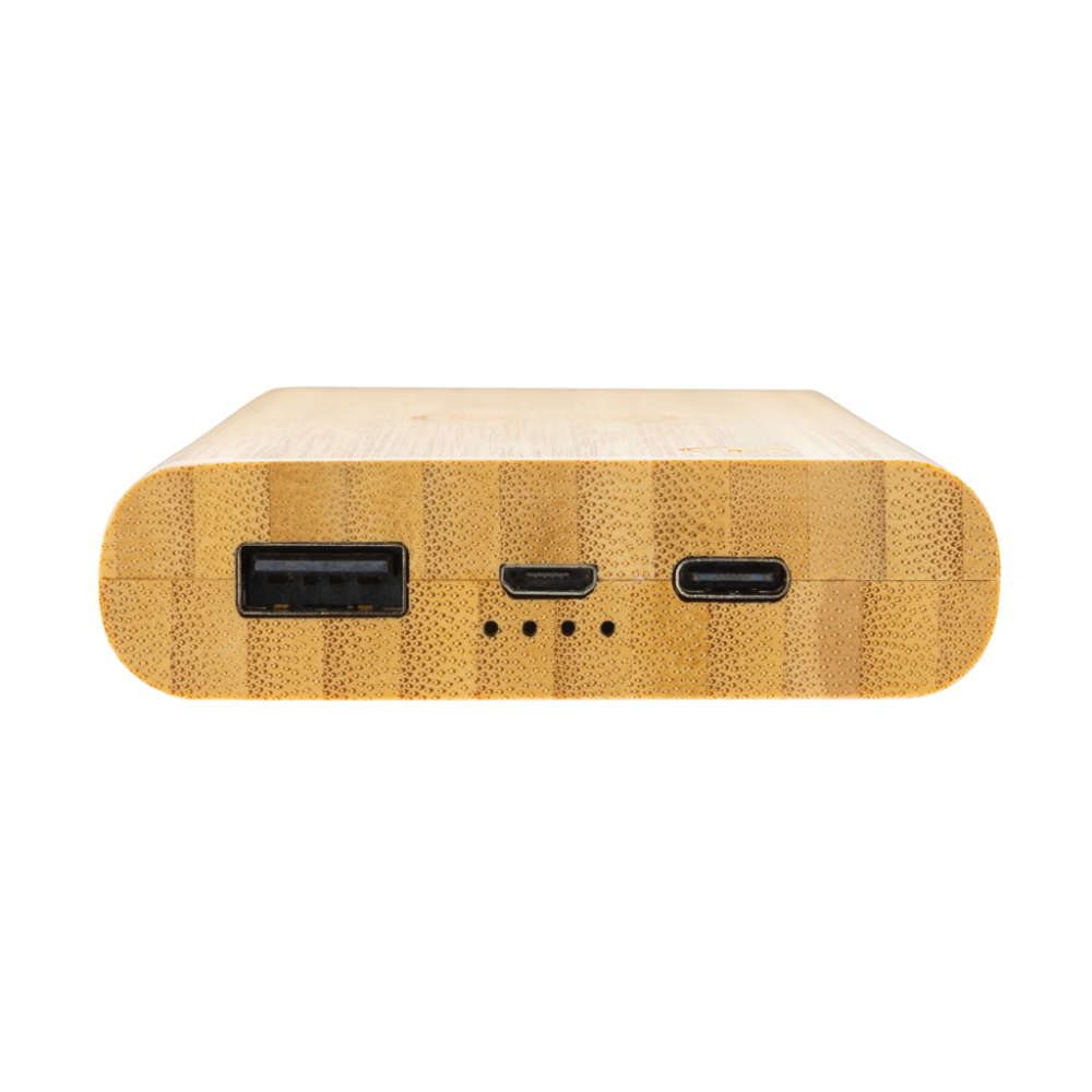 Powerbank with a bamboo case and a capacity of 8000 mah, also includes wireless charging - Marston Green