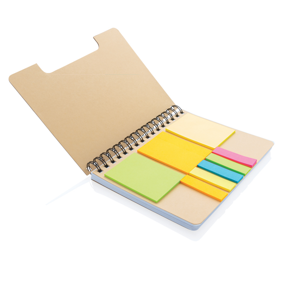 A spiral-bound notebook made by Kraft, featuring sticky notes - Farnborough