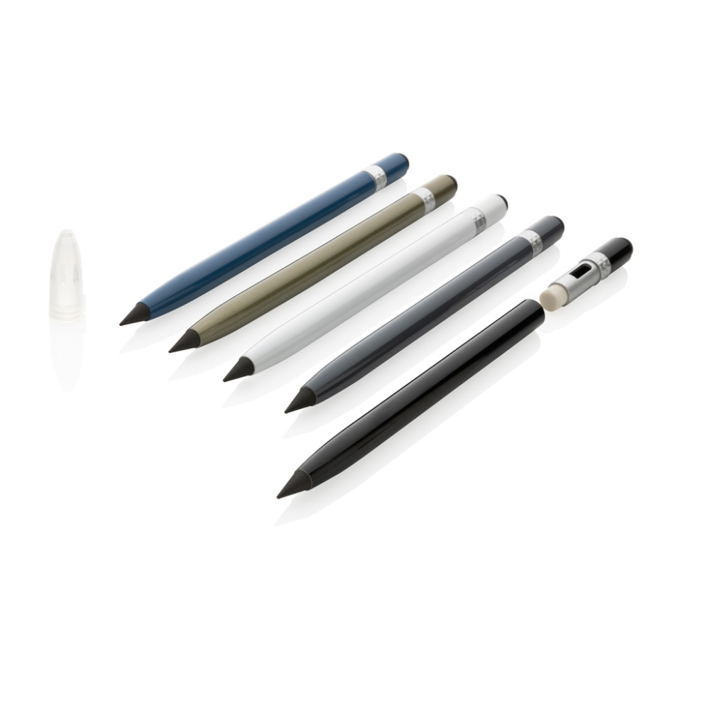 Penna in alluminio senza inchiostro con gomma - Postalesio