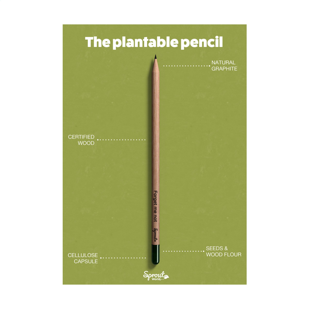 A sustainable pencil from Sproutworld that comes with seeds. - Criccieth
