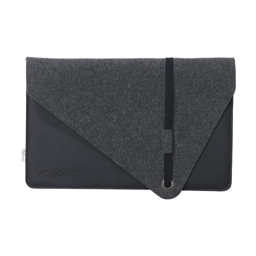 Vegan apple leather and recycled wool felt laptop sleeve for 15-inch laptops - Skelmersdale