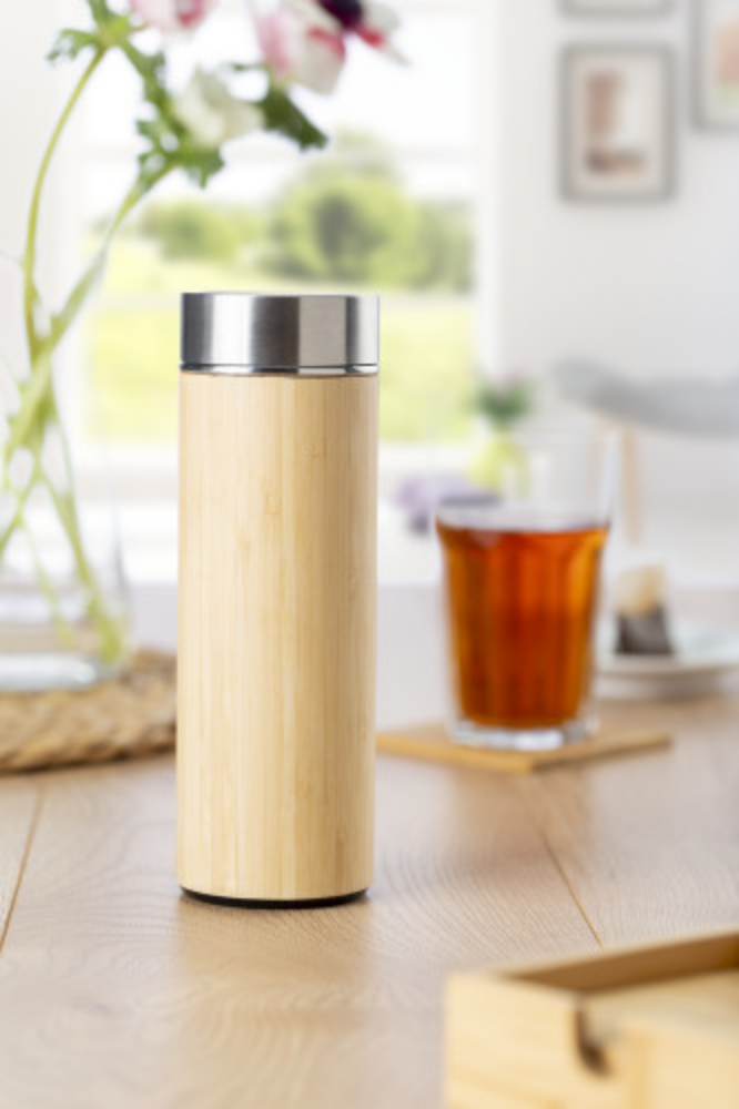 Bottiglia termica in bambù e acciaio inossidabile con infusore per tè - Peccioli